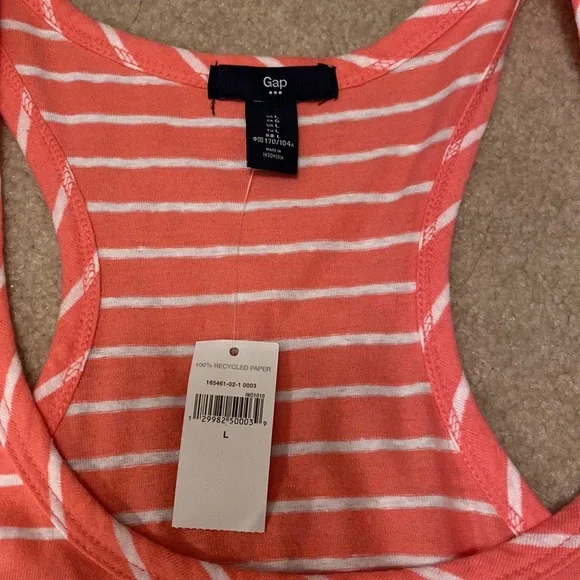 NWT Gap Coral & White Stripped Dress - Picture 2 of 3